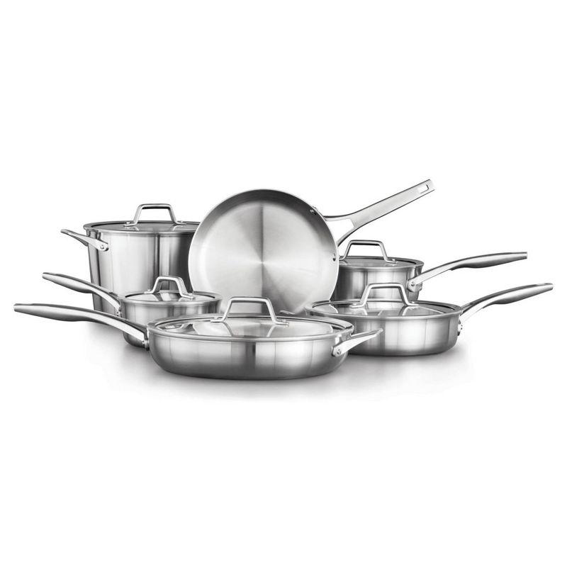 Calphalon Premier Stainless Steel 11pc Set: Cookware Set with Tempered Glass Lids, Dishwasher-Safe, Induction Compatible