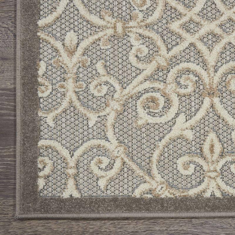 Nourison Aloha Contemporary Scroll Flatweave High-Low Indoor Outdoor Area Rug Natural 3'6" x 5'6"