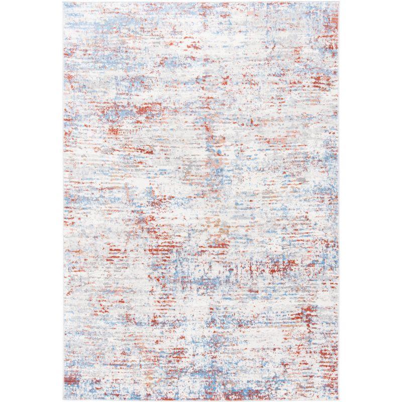 Ivory & Rust Abstract Hand-Knotted 8' x 10' Synthetic Area Rug