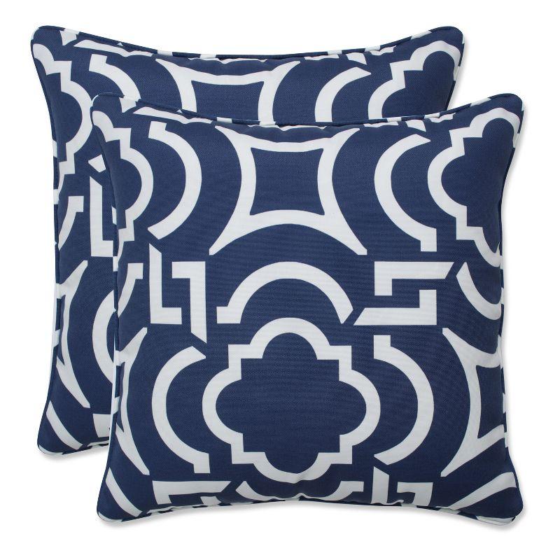 Navy and White Corded Outdoor Throw Pillow Set, 18.5-Inch