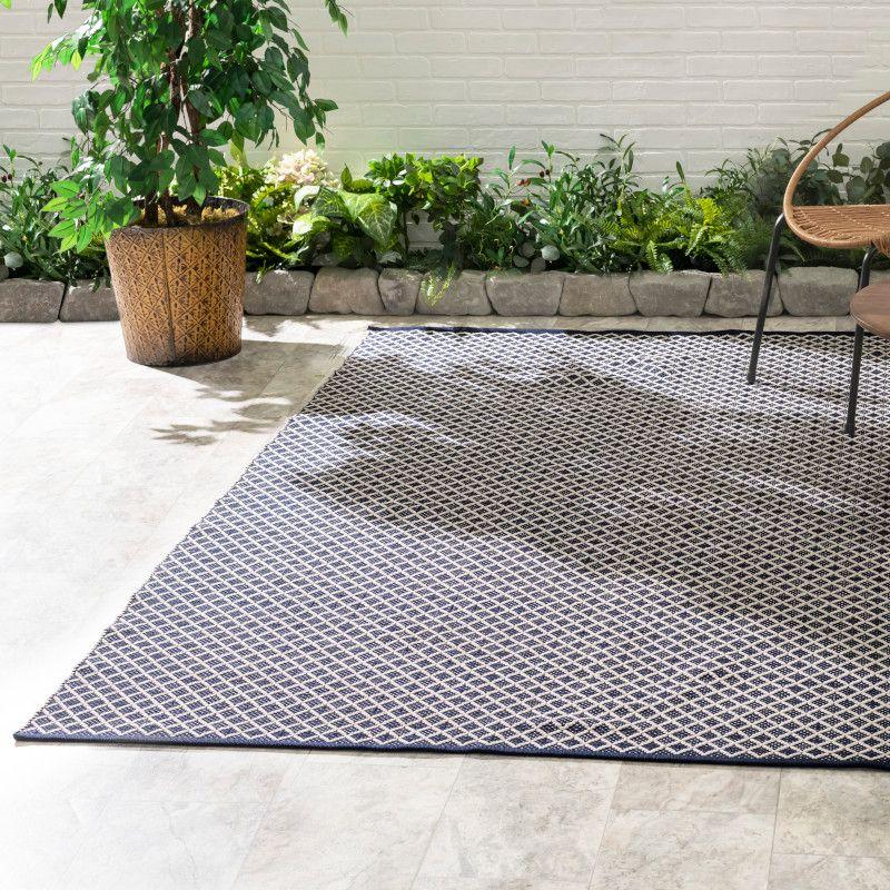 Trellis Navy Handwoven Indoor/Outdoor Rug