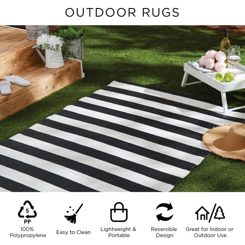 Design Imports Aqua/White Stripe Outdoor Rug 4X6 Ft