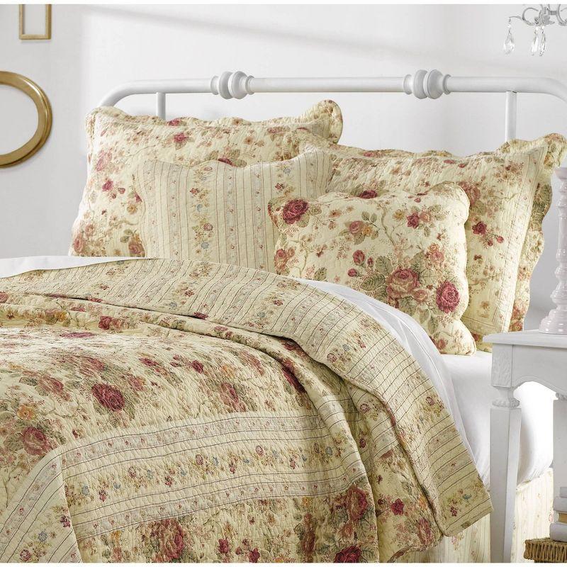 Antique Rose Cotton Reversible Quilt Set