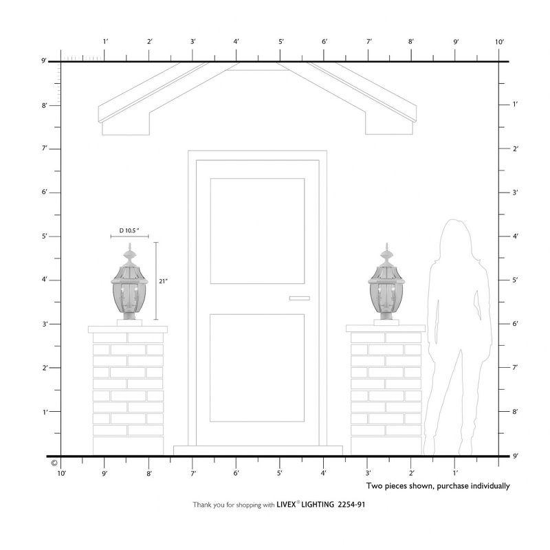 Lighting Lumens Outdoor Post Lantern Pendant with Clear Glass Shade - 2 Light Fixture