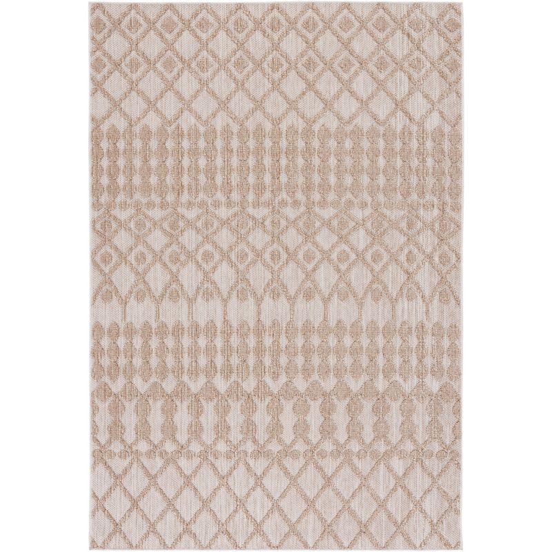 Boho Chic Beige & Brown Synthetic Indoor/Outdoor Area Rug