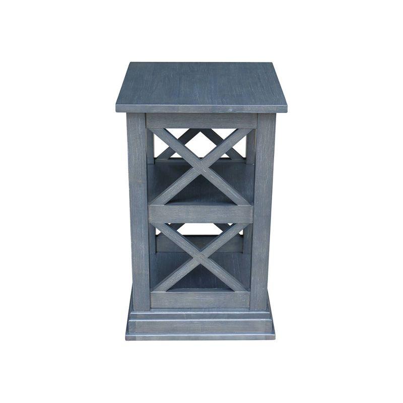 Heather Gray Solid Parawood Hampton Accent Table with Shelves