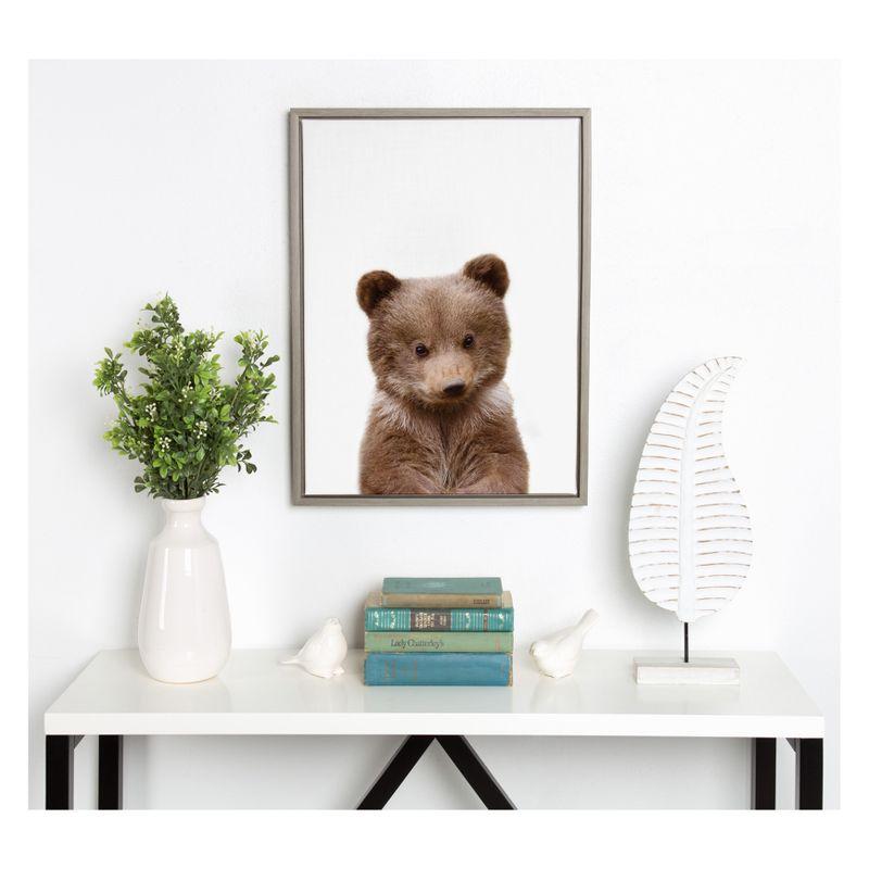 18" x 24" Sylvie Baby Bear Framed Canvas by Amy Peterson Gray - Kate & Laurel All Things Decor: Modern Style Animal Wall Art for Nursery
