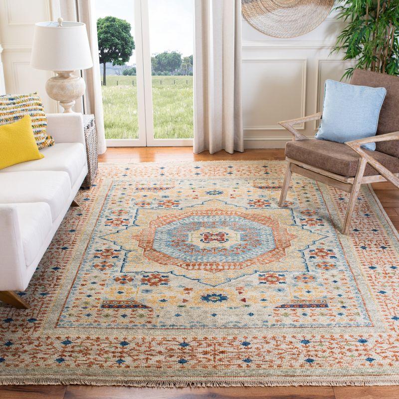 Ivory Hand-Knotted Wool 8' x 10' Rectangular Area Rug