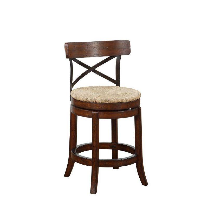 Myrtle 24" Mahogany Swivel Counter Stool with Sedge Weave Seat