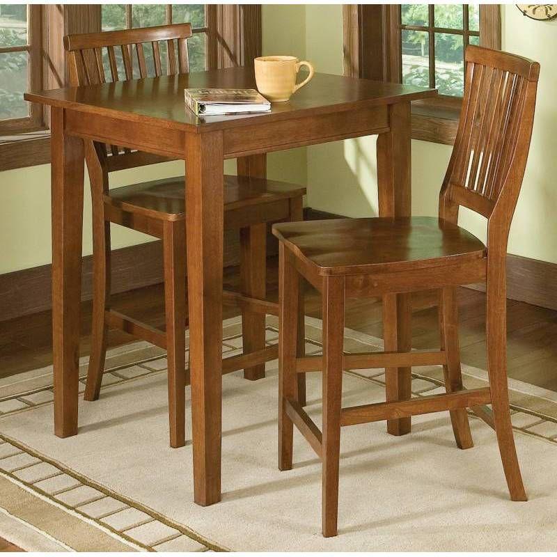 Cottage Oak 3-Piece Hardwood Bistro Set with Stools