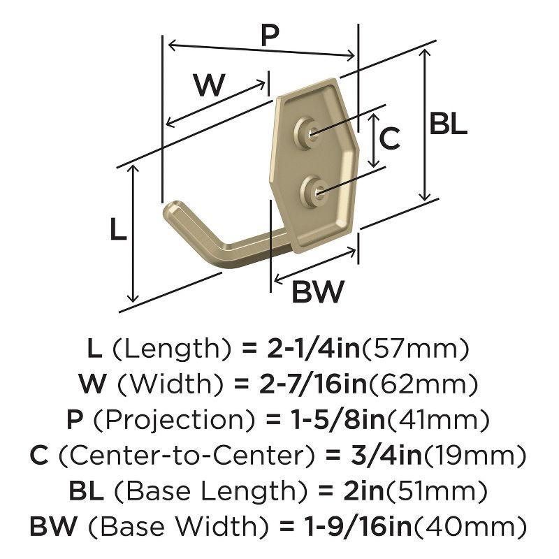 Amerock Benton Transitional Double Prong Golden Champagne Wall Hook