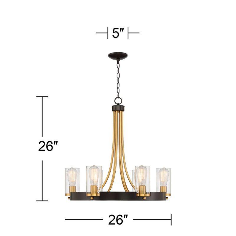 Stiffel Ferrers Dark Bronze Gold Chandelier 26" Wide Clear Glass Shade 6-Light Fixture for Dining Room House Foyer Kitchen Island Entryway Bedroom