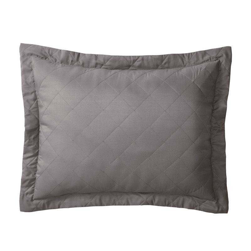 Dark Gray Quilted Polyester Standard Sham