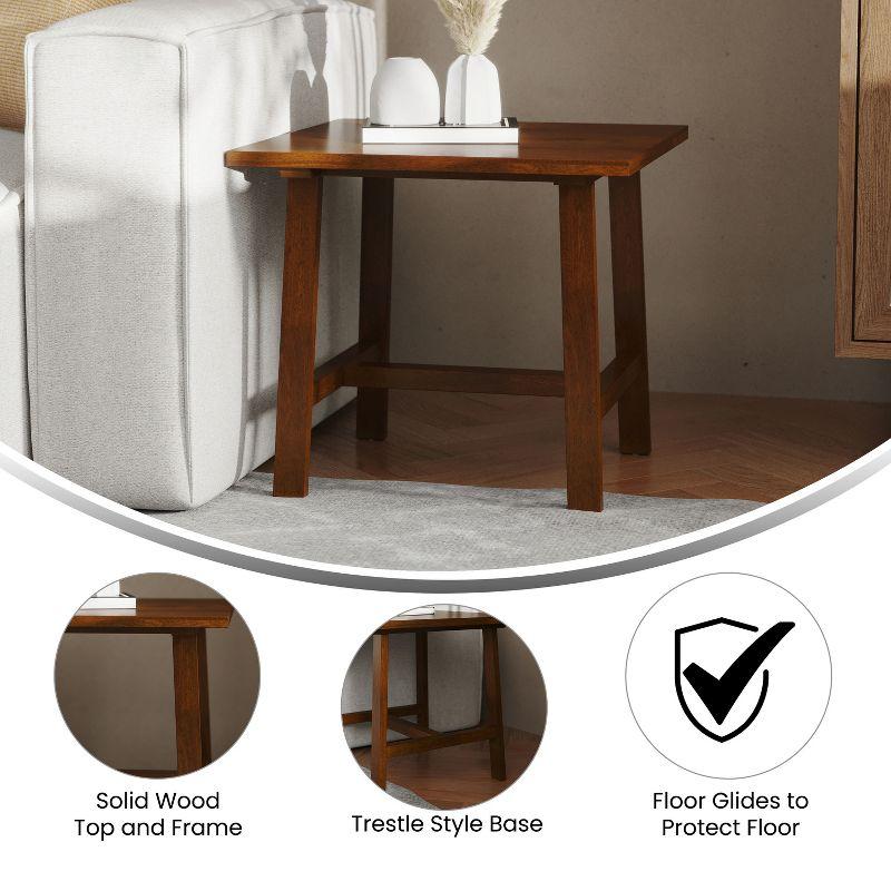Emma and Oliver Solid Wood Farmhouse Trestle End Table in Walnut
