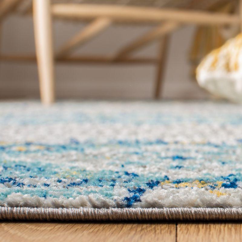 Gray and Turquoise Synthetic Easy Care Runner Rug