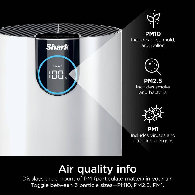 Shark Air Purifier with Nanoseal HEPA, Cleansense IQ, Odor Lock, Cleans up to 500 Sq. Ft, White, HP102: UL Listed, True HEPA, 2-Year Warranty