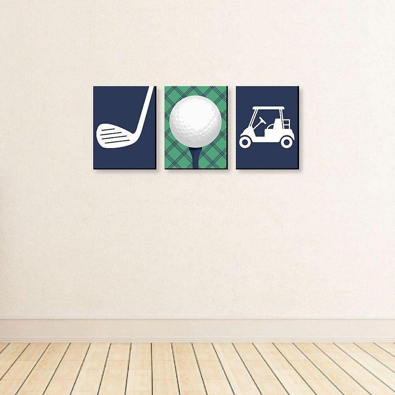 Big Dot of Happiness Par-Tee Time - Golf - Sports Nursery Wall Art, Kids Room Decor & Game Room Home Decor - 7.5 x 10 inches - Set of 3 Prints