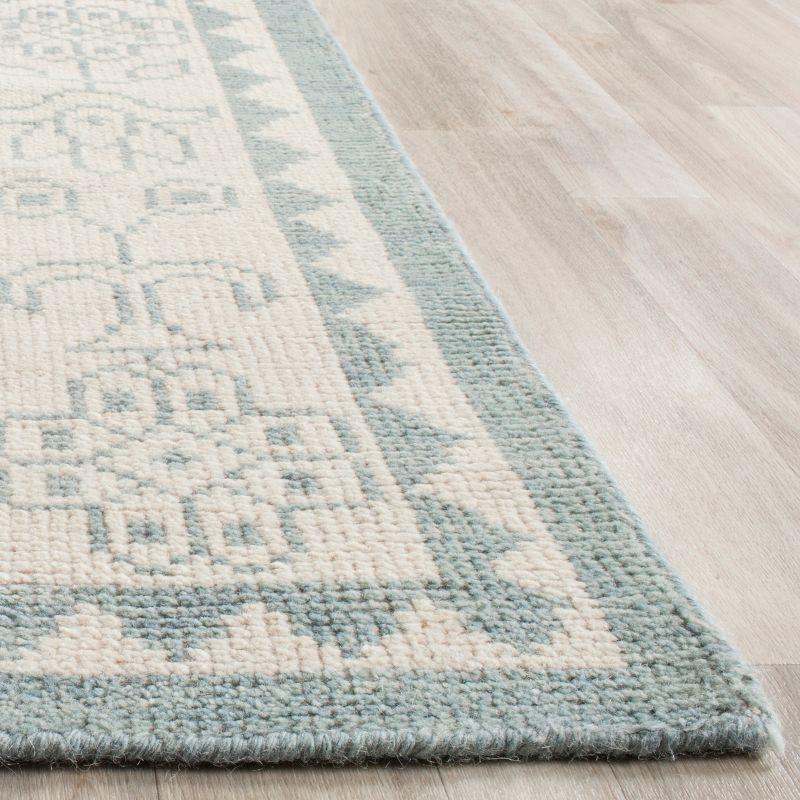 Bohemian Blue Floral Hand-Knotted Wool Area Rug - 2' x 3'