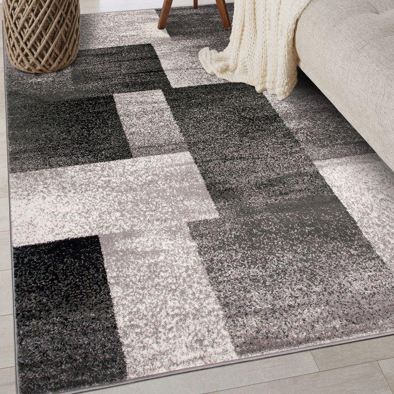 World Rug Gallery Contemporary Modern Geometric Boxes Area Rug