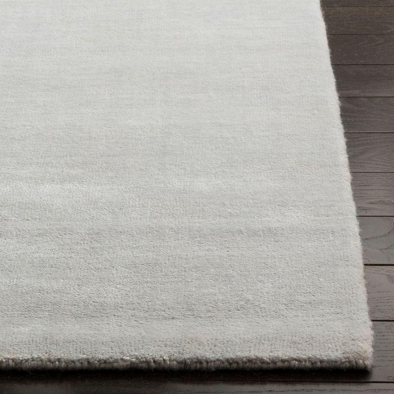 Silver Grey Hand-Knotted Wool Viscose 6' x 9' Rug