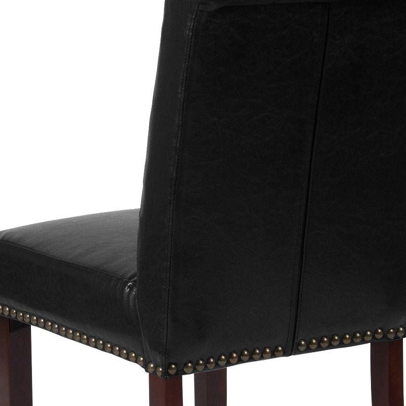 Flash Furniture HERCULES Series Black LeatherSoft Parsons Chair with Rolled Back, Accent Nail Trim and Walnut Finish