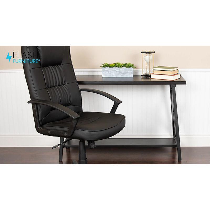 Flash Furniture Biscayne Flash Fundamentals High Back Black LeatherSoft-Padded Task Office Chair with Arms