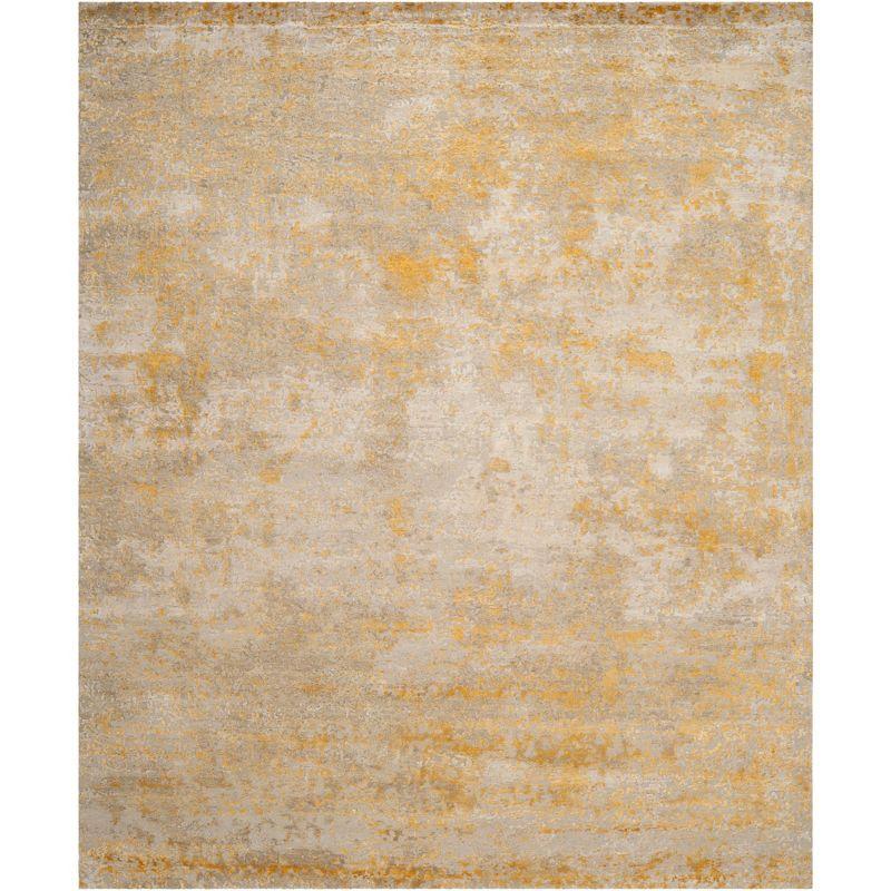 17 Stories Tiffany Hand Knotted 60% Wool, 20% Cotton, And 20% Viscose Abstract Rug