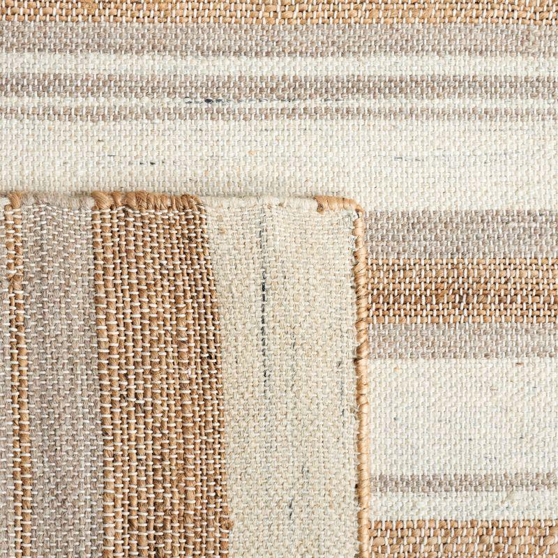 Ivory Wool and Cotton Flat Woven Handmade 6' Square Rug