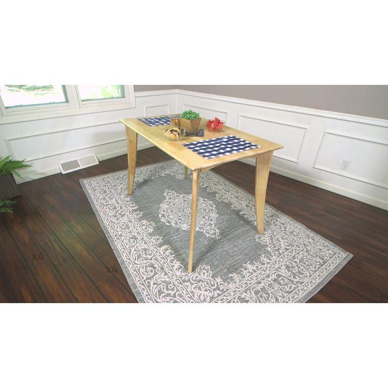 Natural Rubberwood Mid-Century Modern Rectangular Dining Table