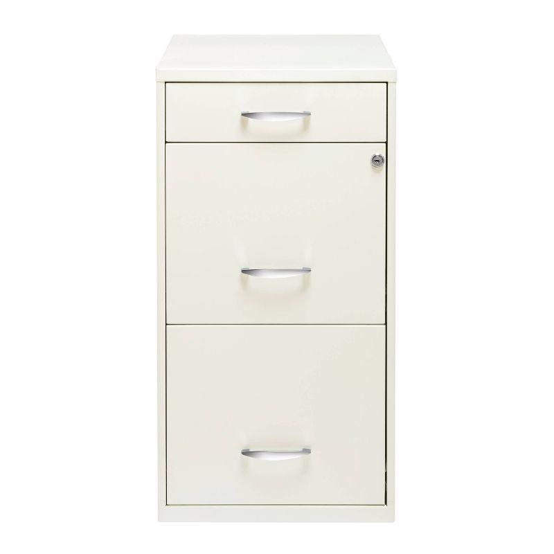 Pearl White Vertical Lockable 3-Drawer Metal File Cabinet