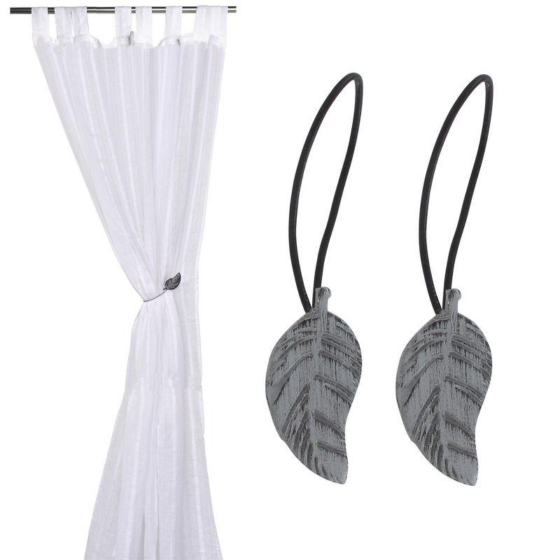 Sonora Magnetic Wooden Leaf Curtain Tiebacks (Set of 2)