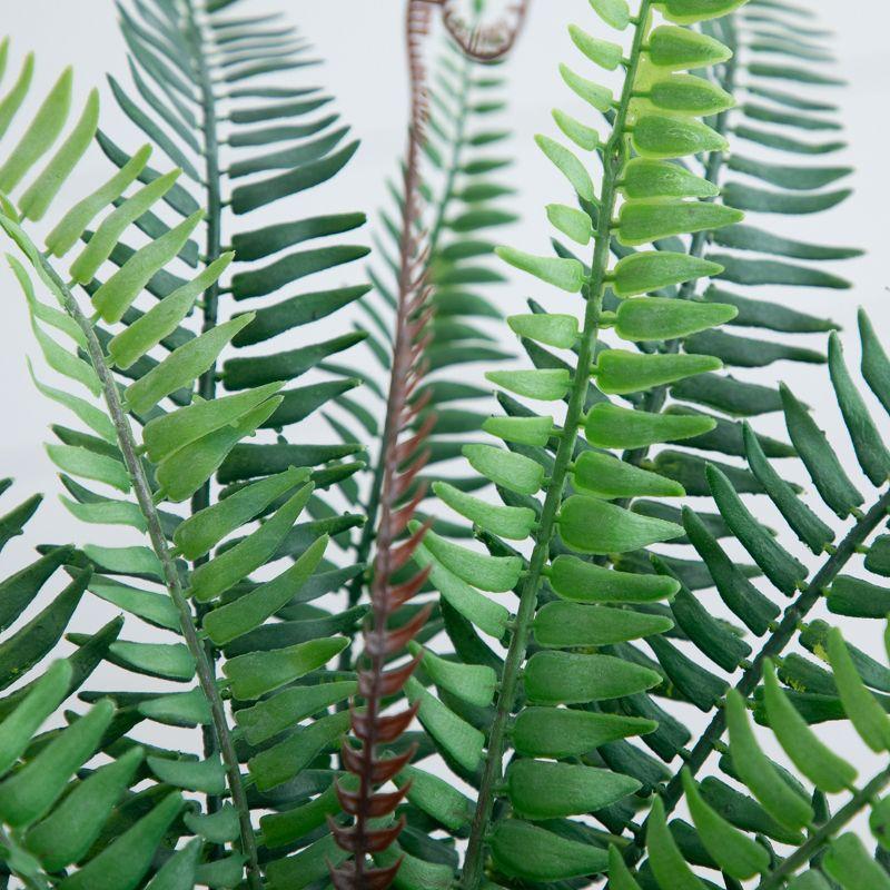 Nearly Natural 16-in Artificial Boston Fern Plant in Decorative Cement Planter