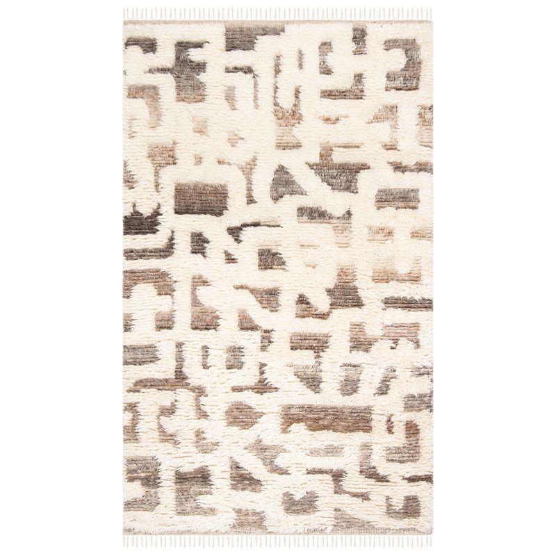 Ivory Shag Wool and Viscose 8' x 10' Hand-Knotted Rug