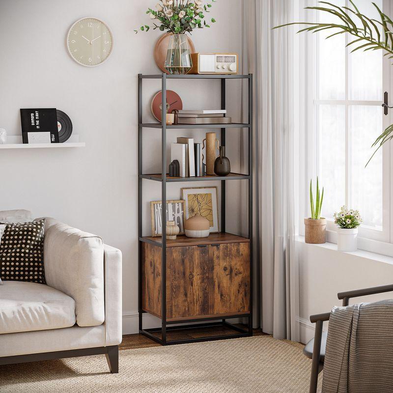 HOMCOM Shelves for Storage, Cabinet Bookcase with 3 Open Shelf, Tall Organizer Multifunctional Rack for Living Room, Brown
