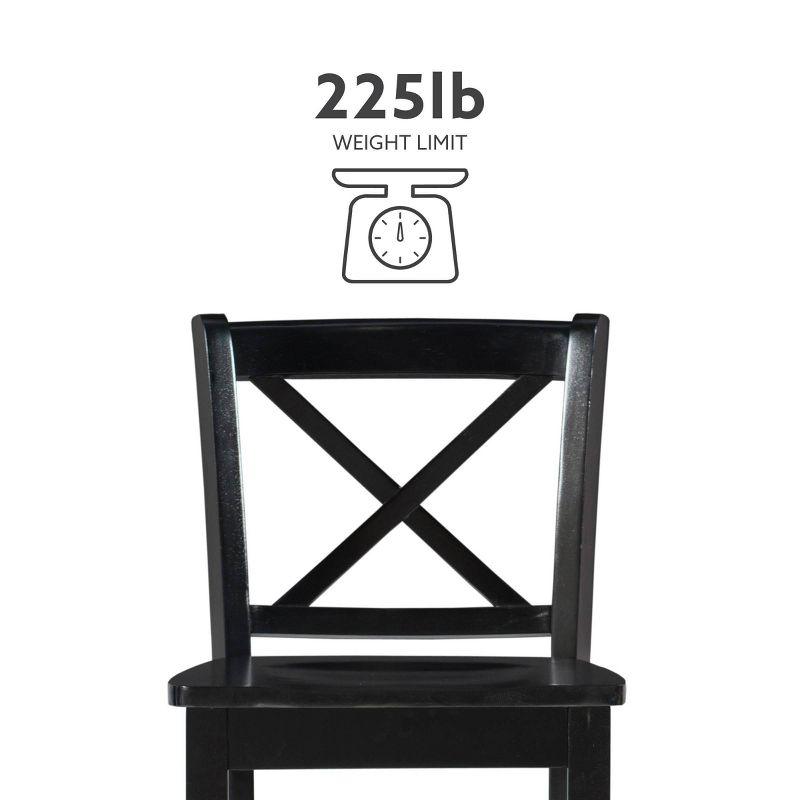 30" Torino X Back Wood Barstool - Black - Linon: Solid Rubberwood, Unupholstered, Armless