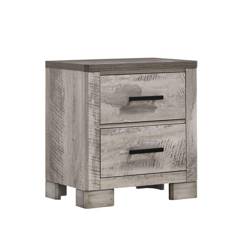 Adam Rustic Gray 2-Drawer Rubberwood Nightstand