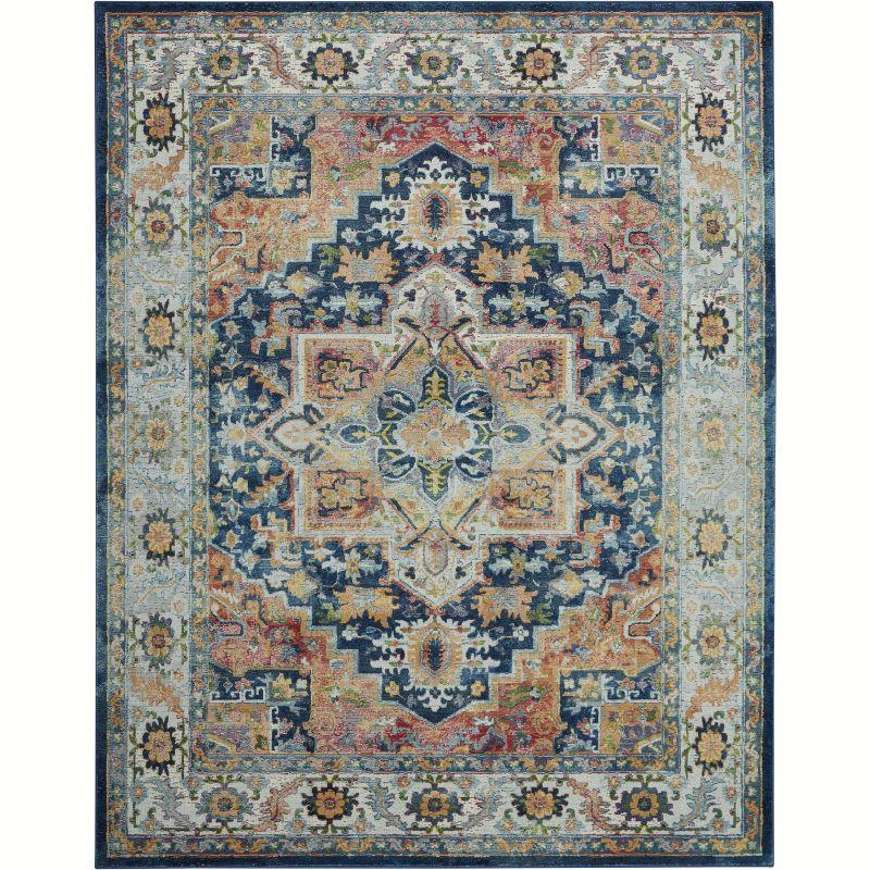 Nourison Global Vintage Center Medallion Indoor Area Rug Blue/Multicolor 7'10" x 9'10"