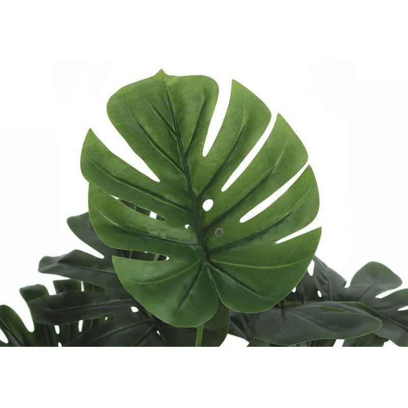 Monarch Specialties Artificial Plant 24 inch Tall Monstera Indoor Faux Fake Table Greenery Potted Real Touch Decorative Green Leaves Black Pot