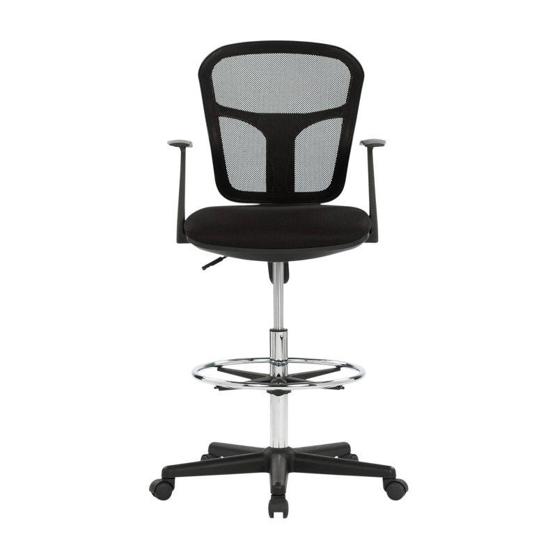 Riviera Drafting Chair - Black: Mesh Back, Adjustable Height, Footring, Home Office & Studio Comfort