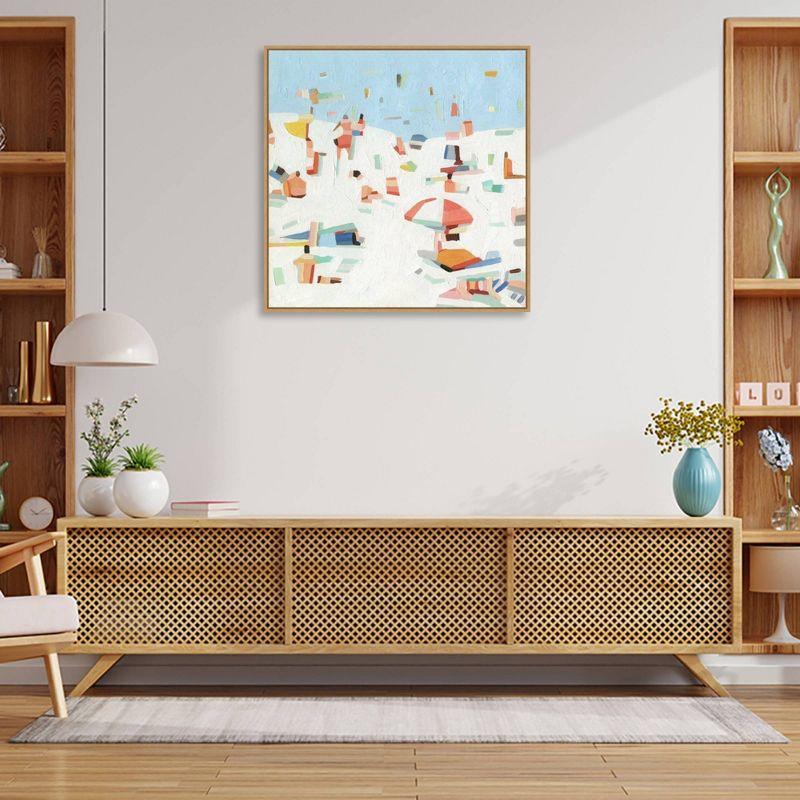 30" x 30" Summer Confetti III by Emma Scarvey Framed Canvas Wall Art Print - Amanti Art: Beach Scene, Modern Decor