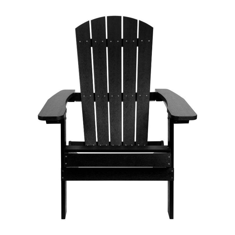 Black Polystyrene Resin High-Back Adirondack Chair with Armrests