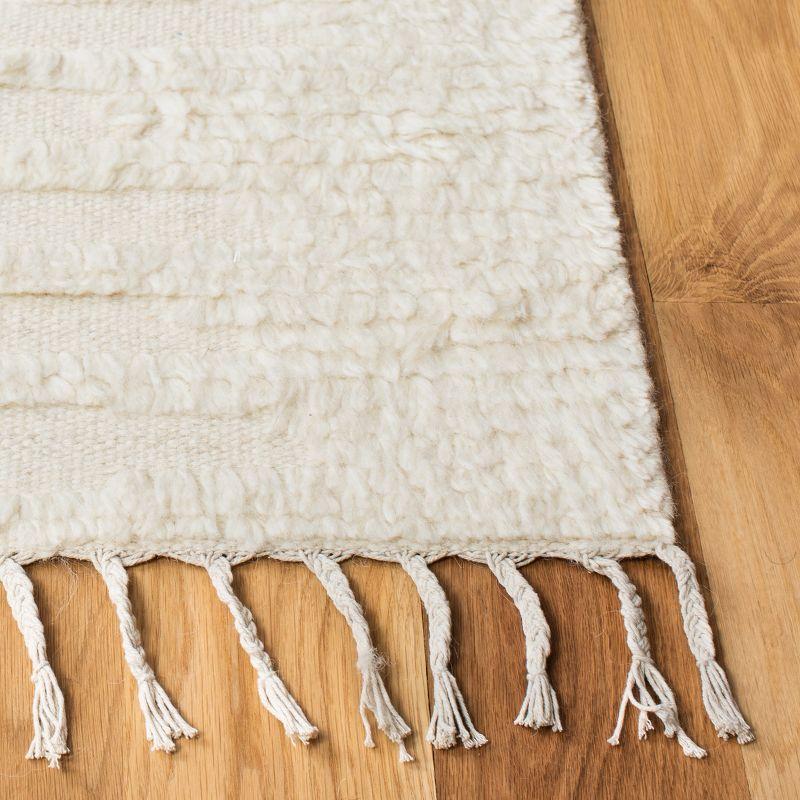 Ivory Handwoven Wool Tufted Shag Runner Rug