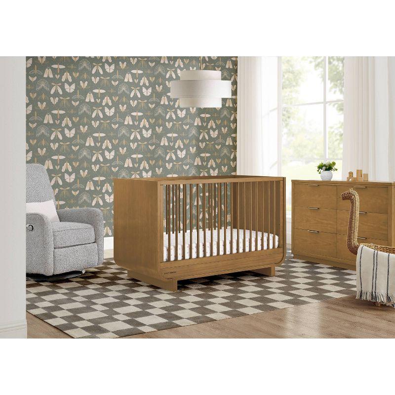 Rhodes Teak Brown 4-in-1 Convertible Crib with Round Spindles