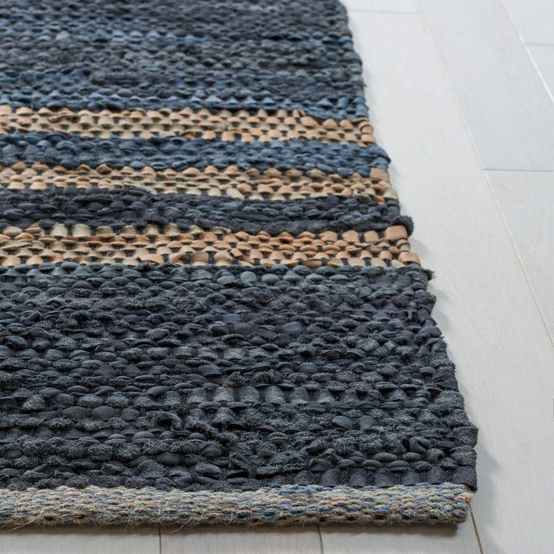 Vintage Leather VTL400 Hand Woven Indoor Area Rug - Blue/Beige - 4'x6' - Safavieh