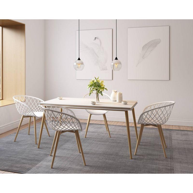 Set of 2 Kurv Chair White - Jamesdar: Mid-Century Modern Armchairs, Steel Legs, Non-Upholstered