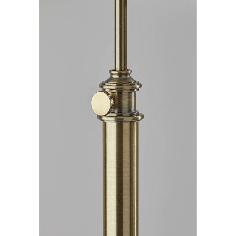 Barton Floor Lamp Antique Brass - Adesso: Modern Adjustable Height, Metal Body, Polyester Shade