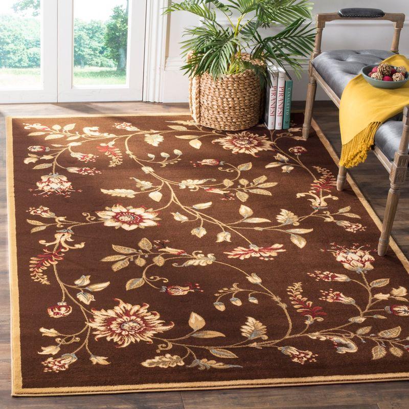 Elegant Blue Floral Hand-Knotted 4' x 6' Synthetic Area Rug