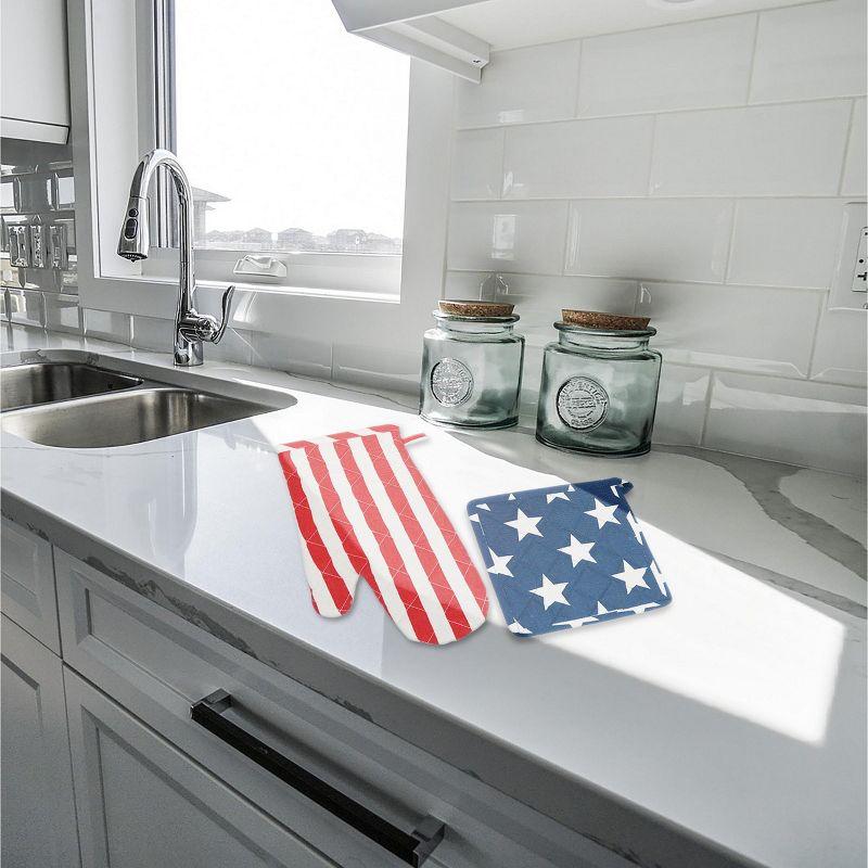 Darby Home Co Nelsen Stars and Stripes Pot Holder & Oven Mitt Set