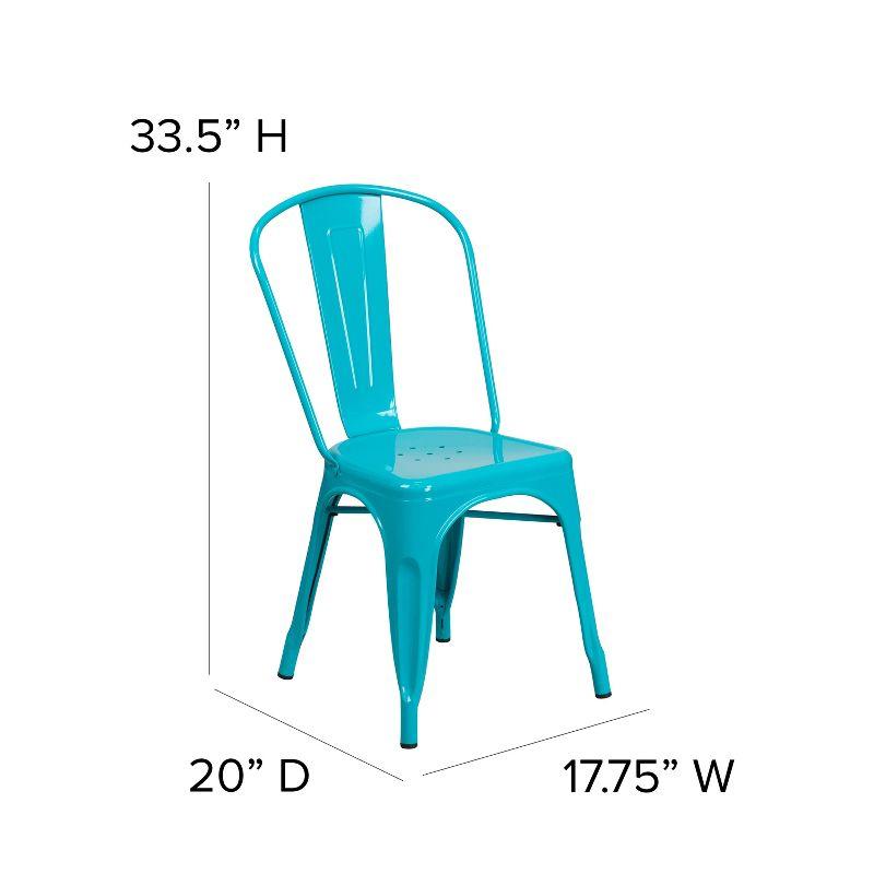 Teal-Blue Metal Indoor-Outdoor Stackable Dining Chair