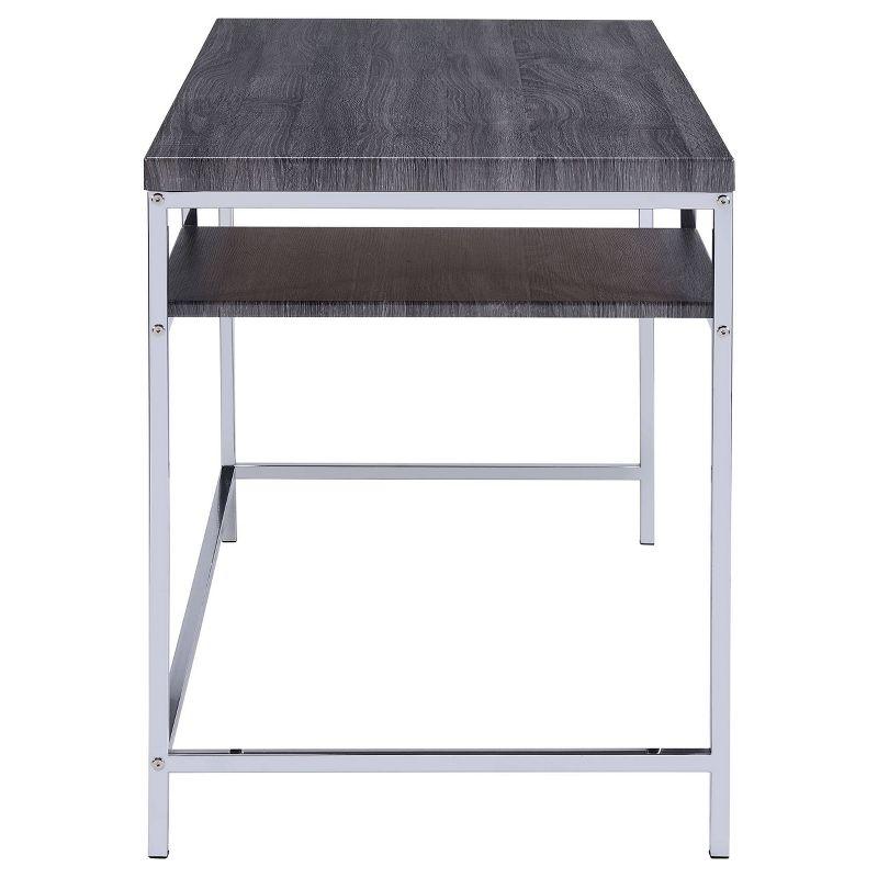 Kravitz Writing Desk with Storage Shelf Weathered Gray - Coaster: Steel Frame, Open Compartment, Home Office